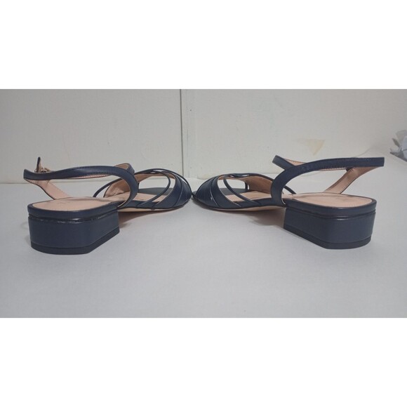 Talbot's Viv Strappy Nappa Block Heel Sandal Sz 6M Indigo Blue Preppy Wedding - Picture 4 of 6